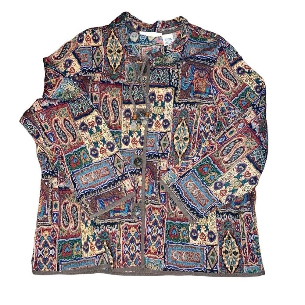 Vintage Two - Twenty Collection One Sz Tapestry Quilted Button Down Boho Jacket